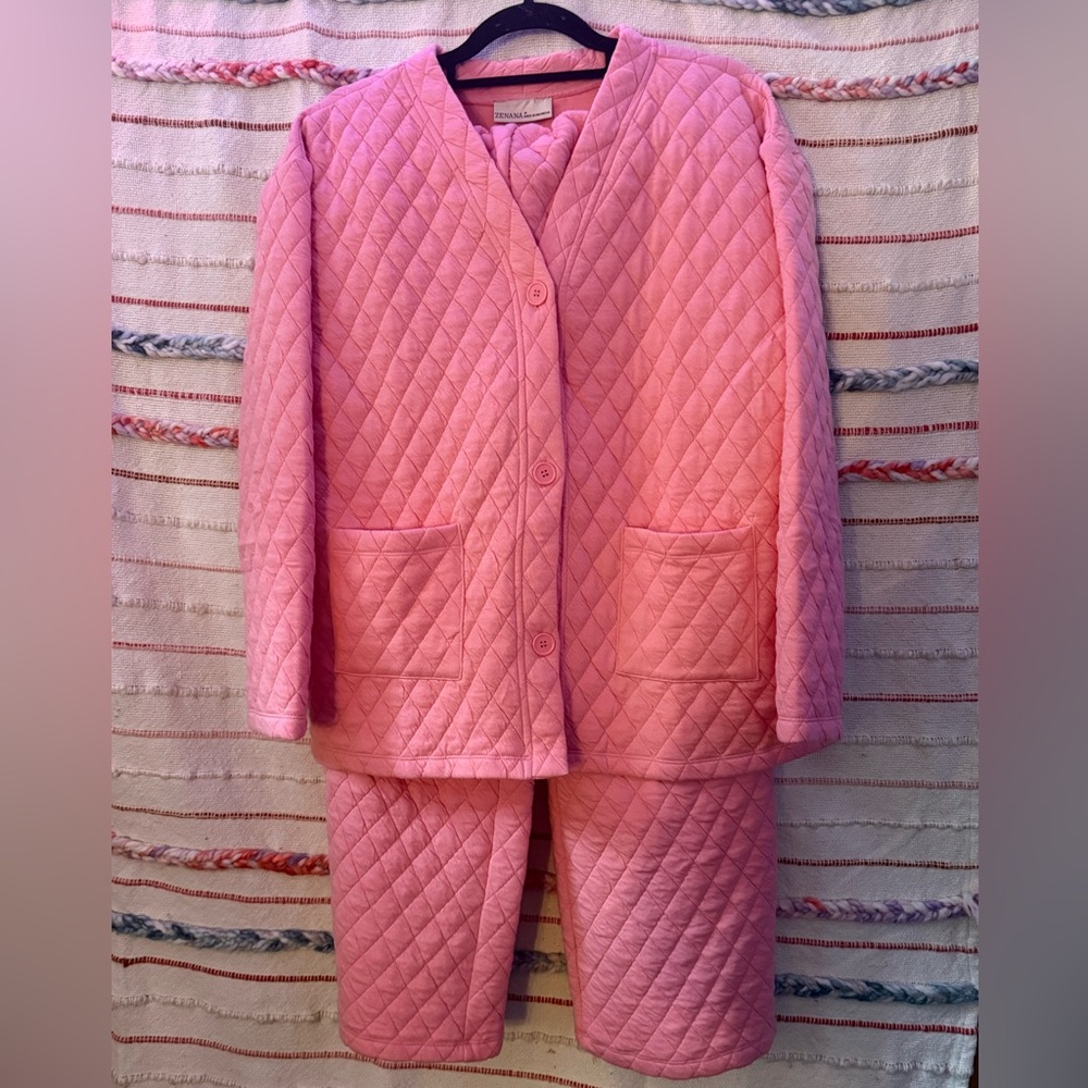 Zenana Outfitters Pink Quilted‎ Set - Includes Pants & Jacket Super Soft! NWOT
